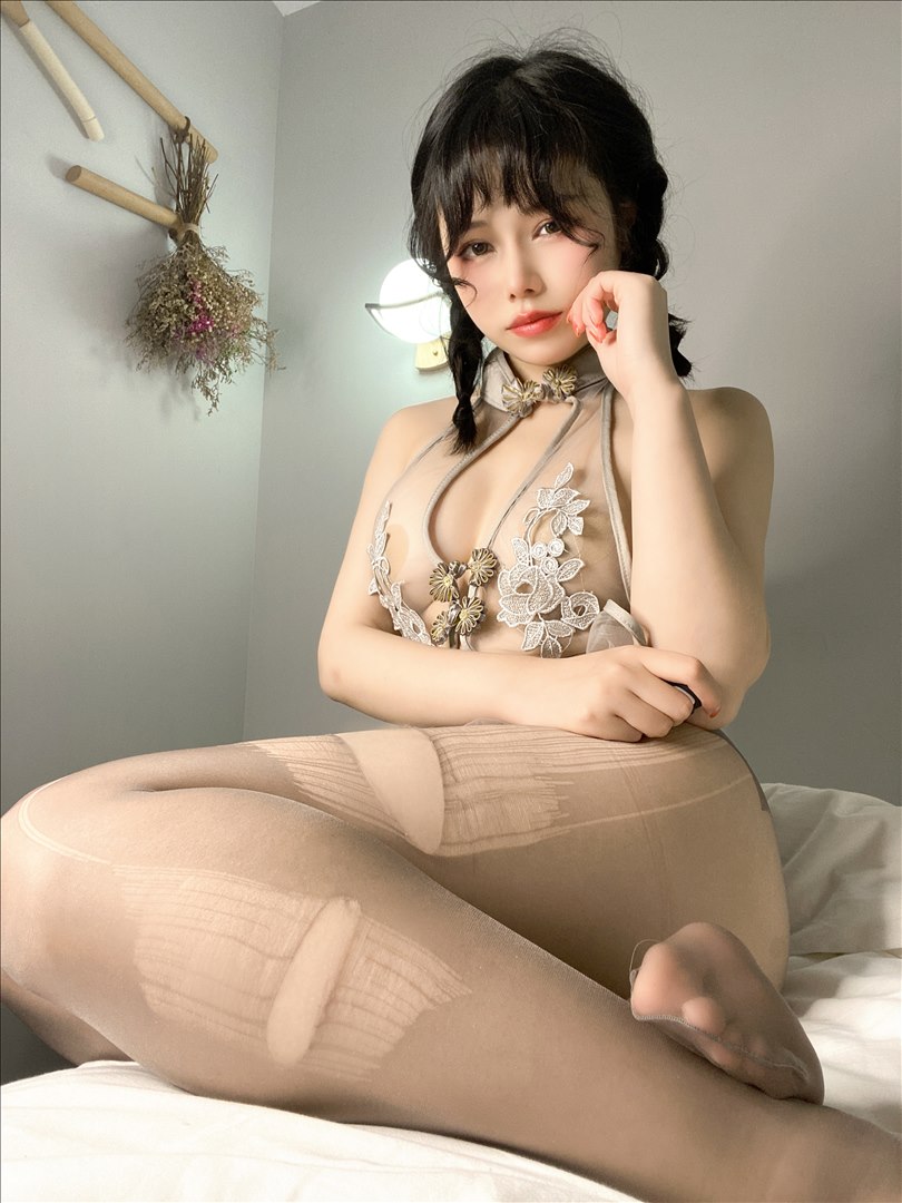 七月喵子 NO.027 透明 灰撕袜10510