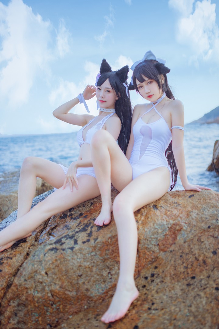 Coser@利世 NO.005 抖娘×不呆猫 獒犬海边泳装15297