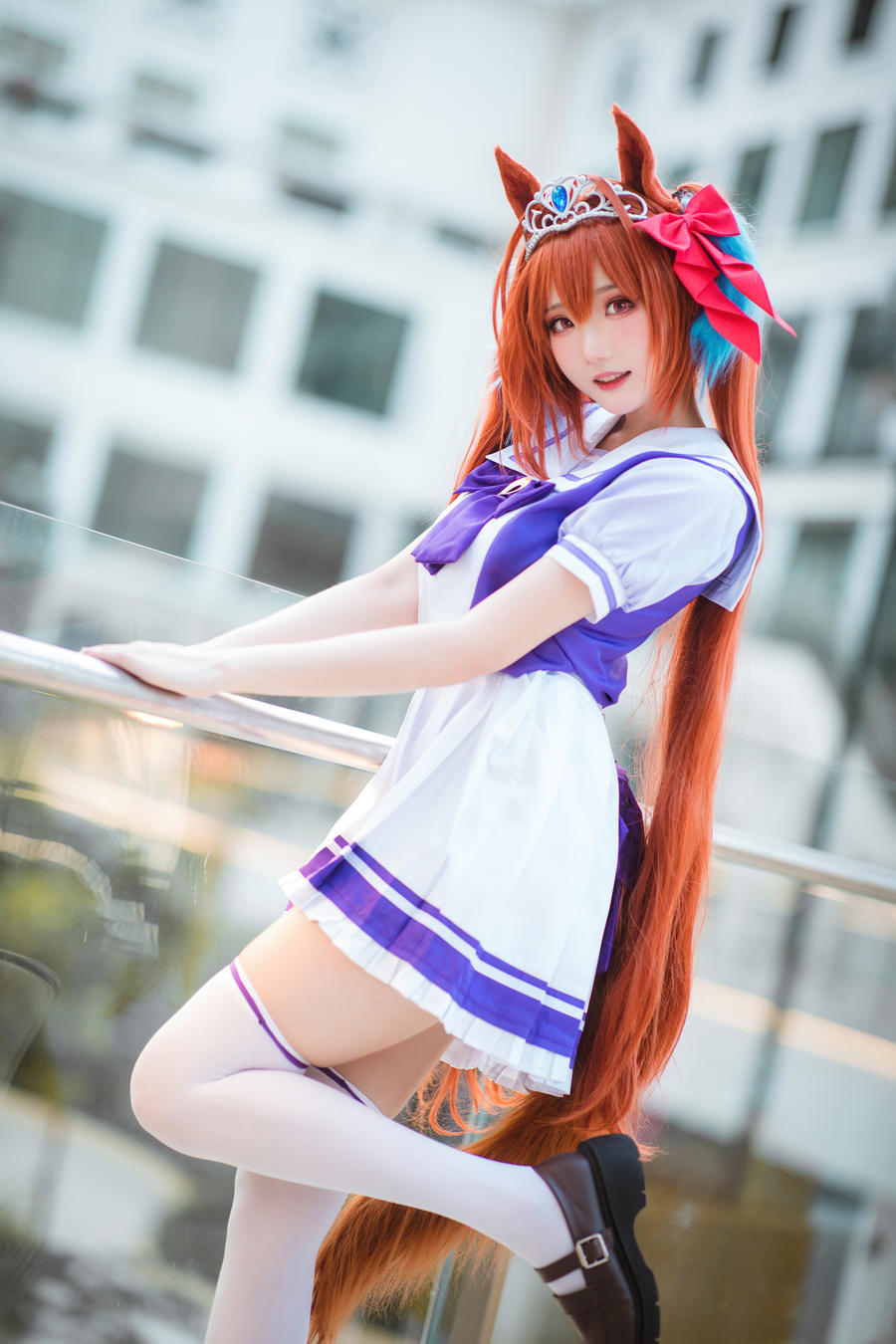 瓜希酱cos《赛马娘 大和赤骥》带你畅游海滩-绅士乐园